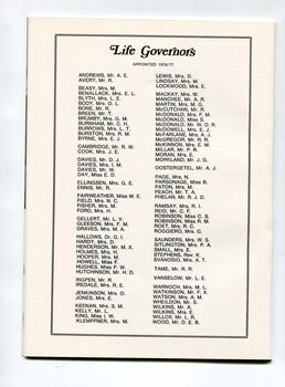 Life Governorships awarded during the financial year