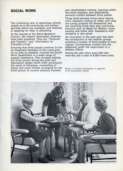 A nursing home staff member holds a tray out to three residents who are seated in lounge area.