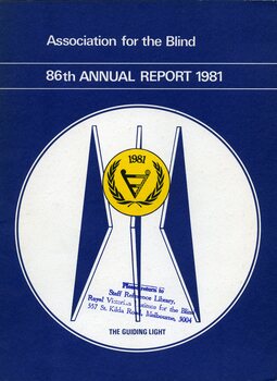 Guiding light symbol with International Year of the Disabled Person logo in the middle