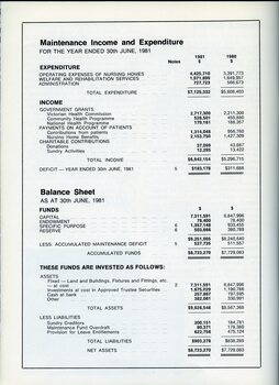 Maintenance income and expenditure and balance sheet