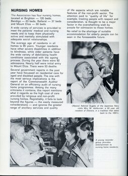 Admiral Sugata meets Mrs M Ashburner through touch.  Schoolchildren play recorder for nursing home residents.