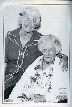 Dame Zara Bate with a nursing home resident