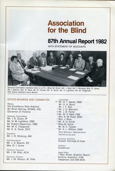 General committee members around a table.  Office bearers and committee listing.