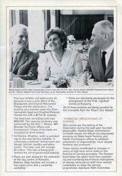 Colonel Boris Zimin, Dorina Nowill and Dr Helmut Pielasch sit at a table at an Association function