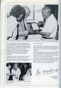 Dr Iso Imamura presents John Wilson and Jane Duncanson a clock at Elanora