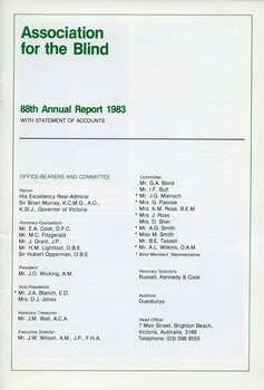 Title page with officer bearers and committee listing