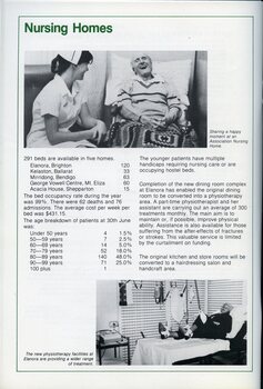 Nurse with male resident.  Woman lies with legs suspended in new physiotherapy facilities at Elanora.