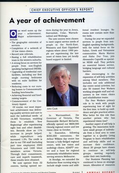 CEO report with portrait of John Cook