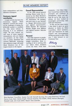 Blind members councillors in the Kooyong plaza: Gunning, Lustig, Cook, Crook, Knight, Daubney, Draffin, Admans, Judd and Cook.