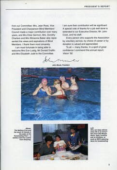 Members and volunteers at the Nunawading Pool.  Margot Dearn, Sally Larwood and Jo Giuillano prepare newspaper items for broadcast on 3RPH.