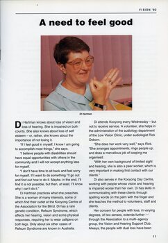 Di Hartman demonstrating finger spelling.