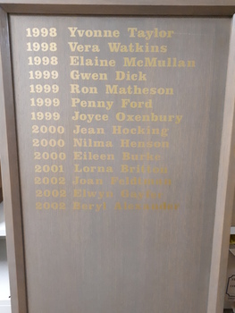 Grey wooden board with golden lettering
