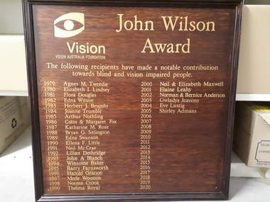 Wooden board with frame and gold lettering