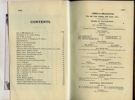 Contents page and List of Office Bearers