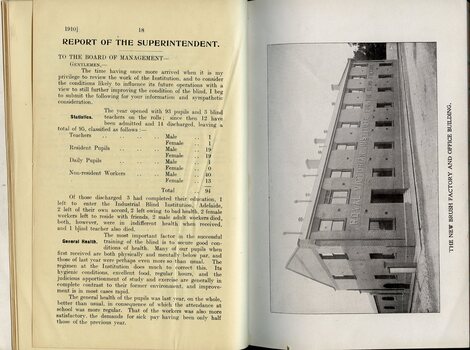 Report of the Superintendent to the Board of Management  and a picture of the new Brush Factory and Office Building
