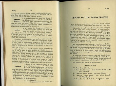 Report of the Superintendent and the School Master to the Board of Management 