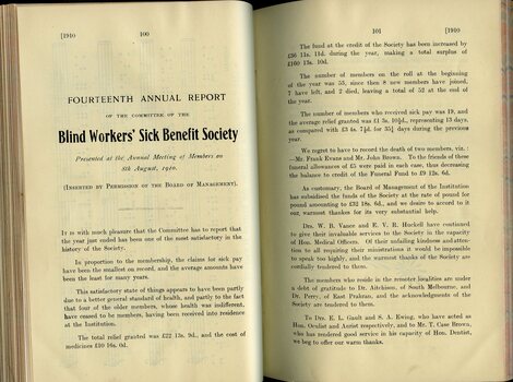 Annual report of the Blind Workers' Sick Benefit Society