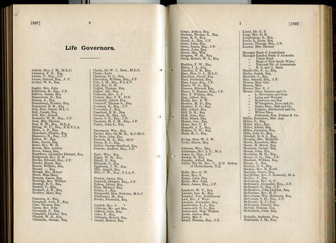 Life Governorships awarded since institution commenced