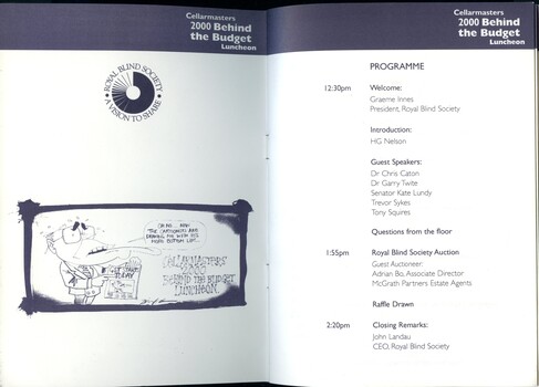 Program of luncheon fundraiser for RBS