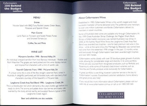 Program of luncheon fundraiser for RBS