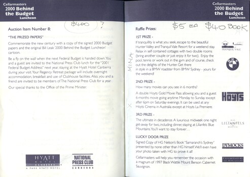 Program of luncheon fundraiser for RBS