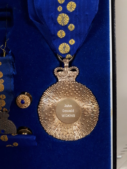 Reverse of large medal with John Oswald Wicking inscription