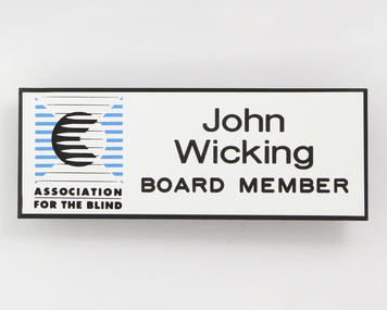 Name badge with AFB logo on white background