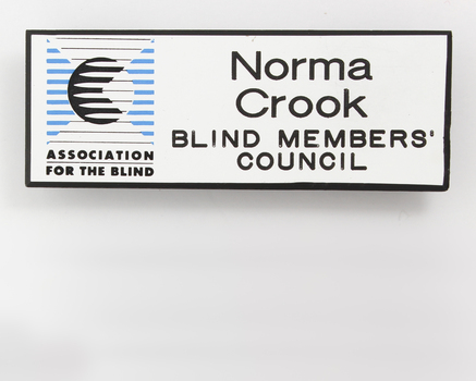 Name badge with AFB logo on white background