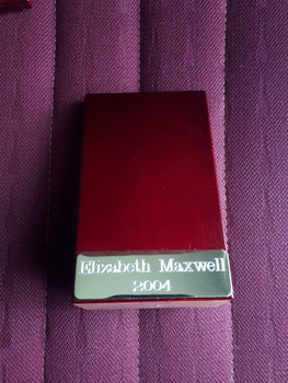 Back of award with nameplate that reads 'Elizabeth Maxwell 2004'