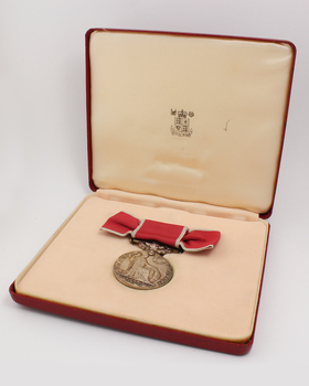 1 silver medal with rose pink and grey ribbon