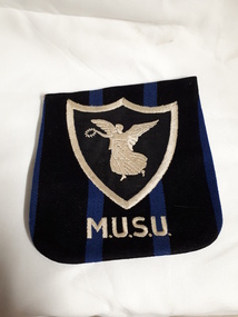 Black and blue pocket with embroidery designed for to be attached to jacket