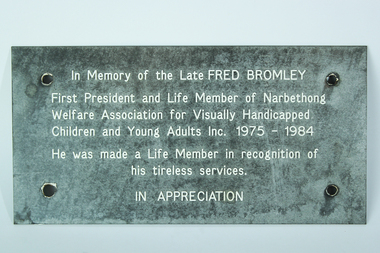 Object, Commemorative plaque: Fred Bromley