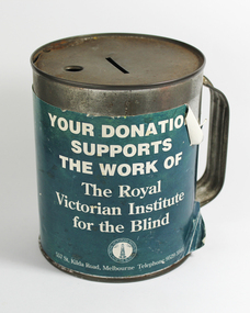 Round tin with holder and paper wrapper