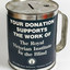 Round tin with holder and paper wrapper