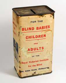 Rectangular tin with paper label badly damaged