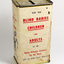 Rectangular tin with paper label badly damaged
