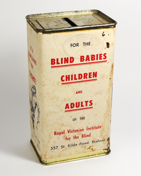 Rectangular tin with paper label badly damaged