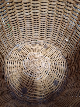 Inside view of basket with bolts rusting