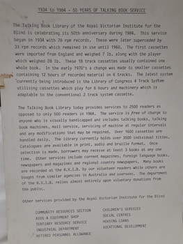 Outline of Talking Book Service provided by RVIB