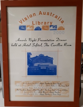 Image of old Braille Library building above listing of award winners