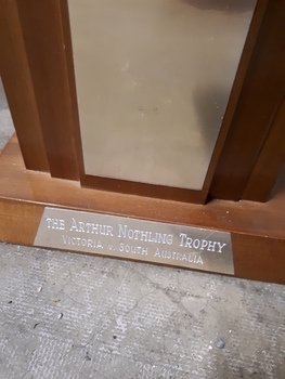 Plaque at base reads Arthur Nothling Trophy Victoria v South Australia