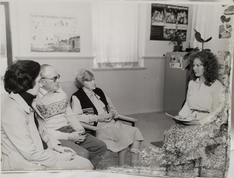 A diabetes educator talks to three AFB members in Illawarra