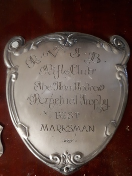 Close up of nameplate with award inscription