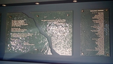 Stippled glass plaque with wording and names