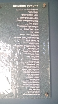 Stippled glass plaque with donor names