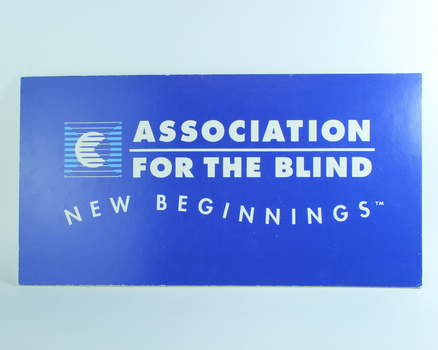 Blue rectangle with white writing and AFB logo