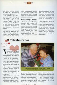 Charles Gibson presents Lorna Clarke with red roses on Valentine's Day at Elanora.