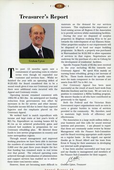 Treasurer's report with portrait of Graham Upton.