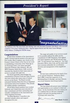 John Wicking is presented with an award for the Centennary Appeal by John Moule, whilst Shirley Admans holds the $750,000 cheque.