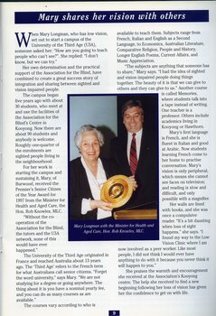 Mary Longman holds the Premier's Senior Citizen of the Year Award, presented by Hon. Rob Knowles.